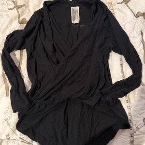 Anthropologie Free People Criss-Cross Lightweight Black V-Neck Women’s Top
